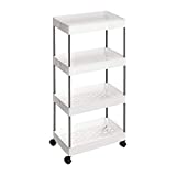 SONGMICS Carro de Almacenamiento con 4 Estantes, Estantería con Ruedas, Carro Ahorro de Espacio para Cocina Baño Oficina, 40 x 22 x 86 cm, Blanco KSC10WT